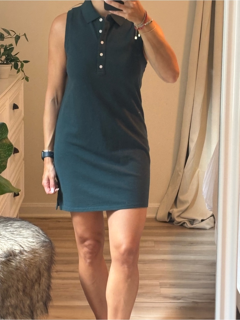 Offline by Aerie Sleeveless Polo Dress in dark green